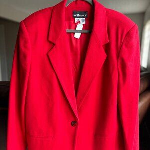 SAG HARBOR WOMEN'S RED %100 WOOL ONE BUTTON BLAZER SIZE 16